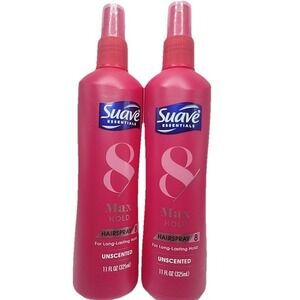 2 Suave UNSCENTED Max Hold Hair Spray Long Lasting 8 Pump Non-Aerosol 11 oz